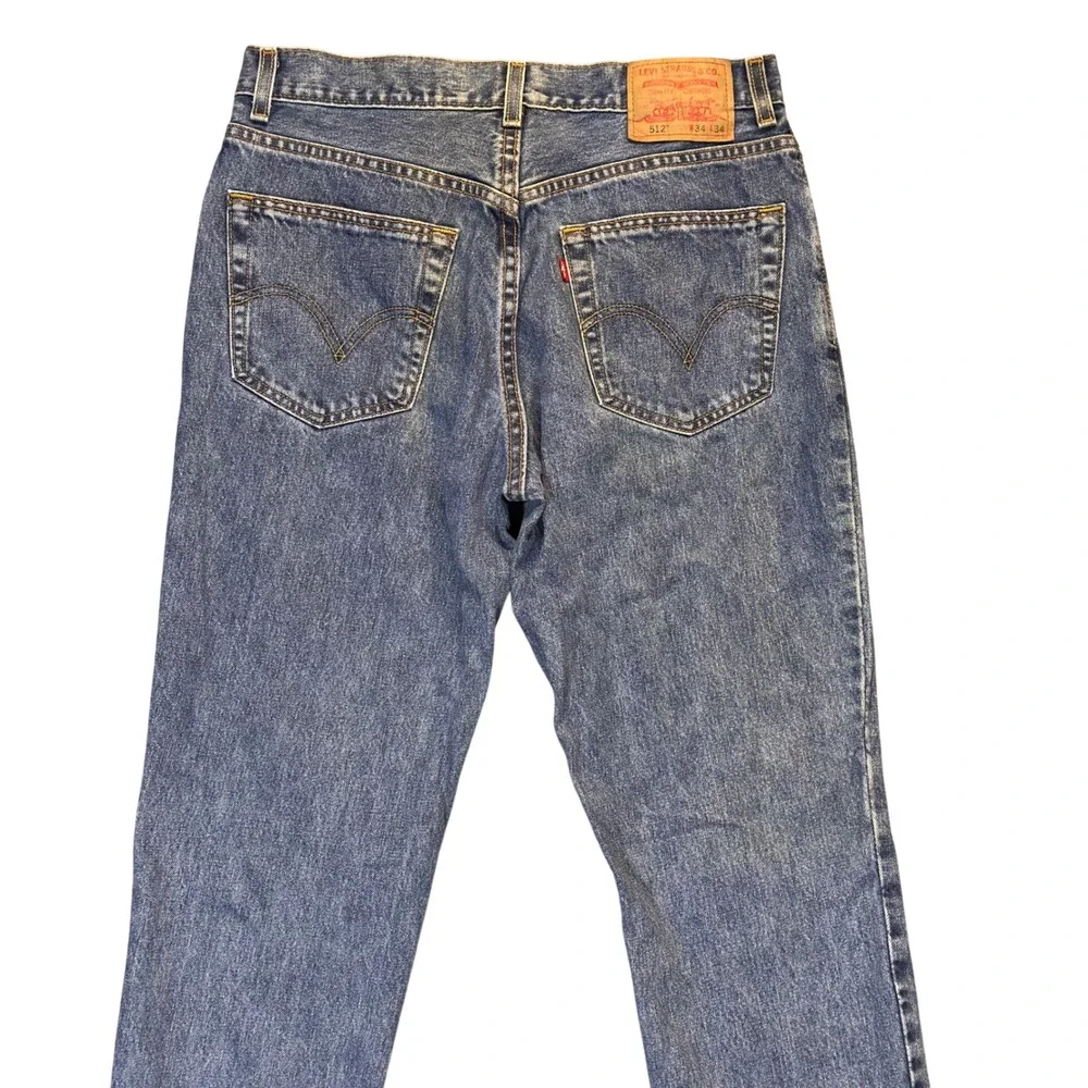 Levis 512 Blue Denim Jeans Slim Fit Mens 34x34 Mid Rise Tapered Cotton‎ Vntg Y2K